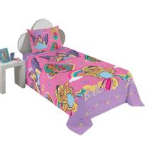 Jogo de Cama Infantil Lepper Barbie Solteiro 2 Peças Microfibra Rosa