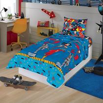 Jogo de Cama Infantil Liga da Justiça 3 Peças DC Azul 150 Fios Lepper Jogo de Cama Infantil Liga da Justiça 3 Peças DC Azul 150 Fios Lepper