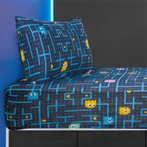 Jogo de Cama Infantil Malha Algodão Estampado Menino Menina Cor Pac-Man Azul Marinho Jogo de Cama Infantil Malha Algodão Estampado Menino Menina Cor Pac-Man Azul Marinho