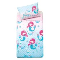Jogo de Cama Infantil Menina 100% Algodão Sereia Rosa 3 Peças Dohler