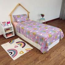 Jogo de Cama Infantil Menina Barbie 3 Peças 150 Fios Lilás Lepper