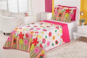 Jogo De Cama Infantil Menina Cobre Leito 2 peças Solteiro Garden Pink