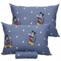 Jogo De Cama Infantil Mickey Casal Disney Simples 3 Peças Cool Azul Malha Portallar