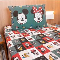 Jogo de Cama Infantil - Solteiro - Malha - 2 Peças - Mickey Faces - Portallar