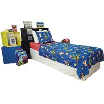 Jogo de Cama Infantil Super Mário Original 2 Peças Azul Lepper