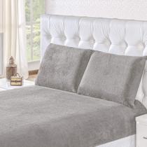 Jogo de Cama Inverno Manta Flannel 3 pç Queen - Cinza