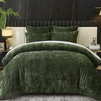 Jogo de Cama Ivellow King 5 Peças em Veludo Verde Ultra Macio