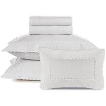 Jogo de Cama Karsten Antonia 200 Fios 5 Peças King Branco Jogo de Cama Karsten Antonia 200 Fios 5 Peças King Branco