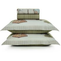 Jogo de Cama Karsten Aventura 200 Fios 4 Peças Casal Verde Jogo de Cama Karsten Aventura 200 Fios 4 Peças Casal Verde