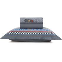 Jogo de Cama Karsten Corrida 200 Fios 3 Peças Solteiro Cinza