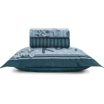 Jogo de Cama Karsten Espacial 200 Fios 3 Peças Solteiro Azul