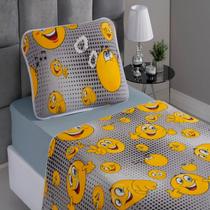 Jogo de Cama KazzaVip Casal Malha Estampado 100% Algodão Smile 4 peças Kids Cinza Jogo de Cama KazzaVip Casal Malha Estampado 100% Algodão Smile 4 peças Kids Cinza