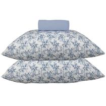 Jogo de Cama KazzaVip King Malha Mista 70% Algodão e 30% Poliéster Florianopolis 3 Peças Azul Jogo de Cama KazzaVip King Malha Mista 70% Algodão e 30% Poliéster Florianopolis 3 Peças Azul