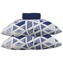 Jogo de Cama KazzaVip King Malha Mista 70% Algodão e 30% Poliéster Pipa 3 Peças Azul Profundo