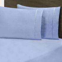 Jogo de Cama King 3 Peças 400 Fios Toque Aveluladado Azul Claro