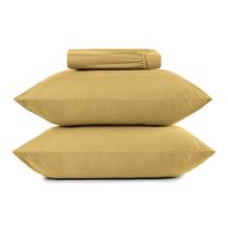 Jogo de Cama King 3 Peças Altenburg Malha Fio Penteado Amarelo Mostarda