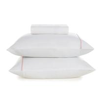 Jogo de Cama King 3 Peças Karsten Noah Percal Branco e Rosa Jogo de Cama King 3 Peças Karsten Noah Percal Branco e Rosa