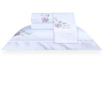 Jogo de Cama King 300 Fios Camellia Bordado - Marken Fassi Jogo de Cama King 300 Fios Camellia Bordado - Marken Fassi