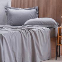 Jogo de Cama King 4 Pçs 1000 Fios Toque Acetinado Tessi Cinza Soft Jogo de Cama King 4 Pçs 1000 Fios Toque Acetinado Tessi Cinza Soft