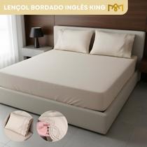 Jogo De Cama King Bordado Inglês Premium 3 Peças Percal 400 Fios Maciez Conforto E Sofisticado