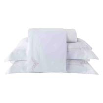 Jogo de Cama King Bordados Madrid Branco/Prata Kacyumara Jogo de Cama King Bordados Madrid Branco/Prata Kacyumara
