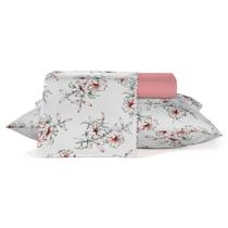 Jogo de Cama King Cascata Rosa Floral Crystal 4 Peças 100 Algodão Teka