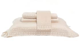 Jogo de Cama King com Renda Renascença Percal 300 Fios Buettner Jogo de Cama King com Renda Renascença Percal 300 Fios Buettner