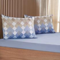 Jogo de Cama King Cotton Touch 3 Pçs 100% Poliéster Bene Casa Azul