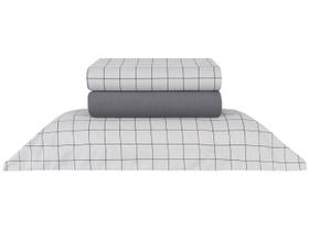 Jogo de cama king grid prata 200f 2,90mx2,50m