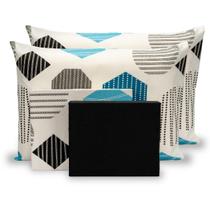 Jogo De Cama King Lençol c/ Elástico 4 Peças 180 Fios Percal Estampado Toque Macio