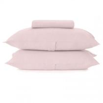 Jogo De Cama King Malha In Cotton Liso 3 Pcs Altenburg Rosa