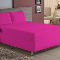 Jogo De Cama King Nobre 3 Peças Luva De Box 55cm De Altura Malha 100% Algodão - Pink