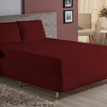 Jogo De Cama King Nobre 3 Peças Luva De Box 55cm De Altura Malha 100% Algodão - Vinho Jogo De Cama King Nobre 3 Peças Luva De Box 55cm De Altura Malha 100% Algodão - Vinho