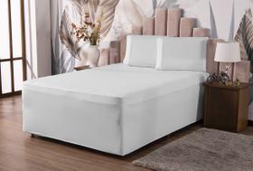 Jogo de Cama King para Box Conjugado Lençol + Fronha Malha Gel Luva Liso 3 pç Branco