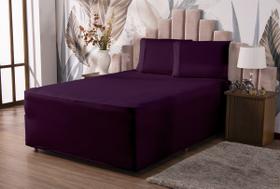 Jogo de Cama King para Box Conjugado Lençol + Fronha Malha Gel Luva Liso 3 pç Roxo