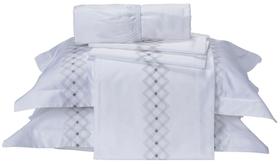 Jogo de Cama King Percal 230 Fios Pontual - Branco/Caqui 4 peças Jogo de Cama King Percal 230 Fios Pontual - Branco/Caqui 4 peças