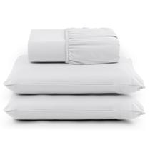 Jogo de Cama King Percal 400 Fios 3 Pçs Com Barra Na Fronha