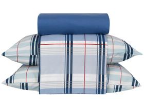Jogo de Cama King Santista 100% Algodão - Royal Madras Azul 4 Peças Jogo de Cama King Santista 100% Algodão - Royal Madras Azul 4 Peças