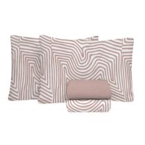 Jogo de Cama King Size Algodão 130 Fios 4 Peças Estampado