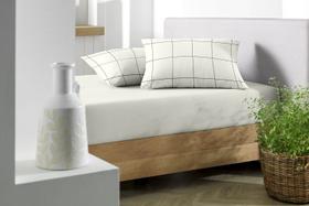 Jogo de cama king size extra 3 peças malha 100% algodão antialérgico coordenado Grid cama house