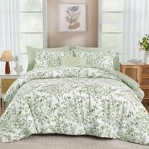 Jogo de Cama King WONGS BEDDING Verde Sálvia com Estampa Floral Reversível Jogo de Cama King WONGS BEDDING Verde Sálvia com Estampa Floral Reversível