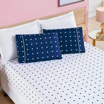 Jogo de cama lençol 03 peças Micro Percal 200 Fios Estampado Petit Poá Todos os tamanhos