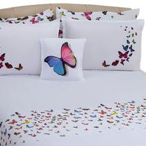 Jogo de Cama Lençol 04 Peças Casal Queen Borboletas