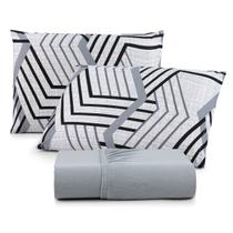 Jogo de Cama Lençol 100% Algodão com Elástico Estampado 02 e 03 Pçs Malha Penteada Fio 30/1 Solteiro/Casal/Queen/King