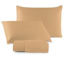 Jogo de Cama Lençol 100% Algodão com Elástico Liso 02 e 03 Pçs Malha Penteada 30/1 Solteiro/Casal/Queen/King