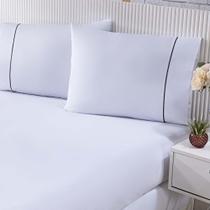Jogo De Cama Lençol 100% Algodão Percal 150 Fios Queen Gran Moratta 3 Peças - Branco E Palha Jogo De Cama Lençol 100% Algodão Percal 150 Fios Queen Gran Moratta 3 Peças - Branco E Palha