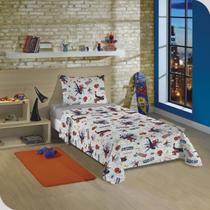 Jogo de Cama Lençol 100% Algodão Solteiro Estampado Spider Man 1,40 m x 2,10 m Com 3 pecas
