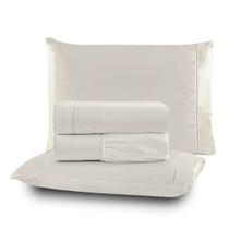 Jogo de Cama Lençol 200 Fios Algodão 4 Peças Ponto Palito Anti-Pilling com Toque Suave Premium