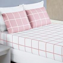 Jogo De Cama Lençol 200 Fios Austin Solteiro 02 Peças - Rosa