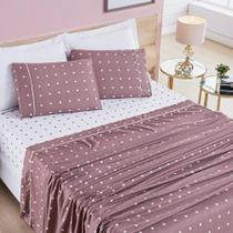 Jogo De Cama Lençol 200 Fios Petit Poá King 04 Peças - Rose - qualidade superior Jogo De Cama Lençol 200 Fios Petit Poá King 04 Peças - Rose - qualidade superior